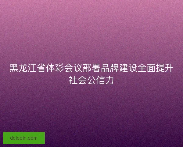 黑龙江省体彩会议部署品牌建设全面提升社会公信力 黑龙江省体彩会议部署品牌建设全面提升社会公信力